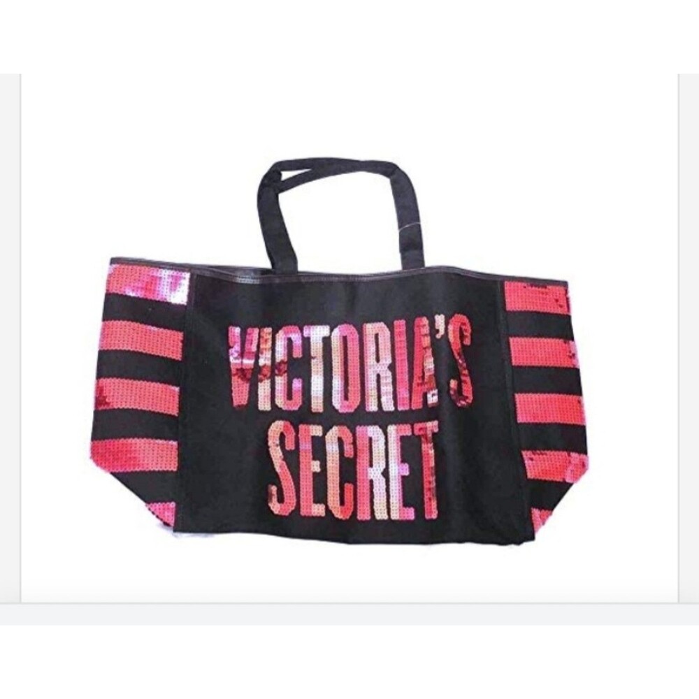 VICTORIA'S SECRET BLING SEQUIN & CANVAS Tote Bag BRAND NEW WITH TAG